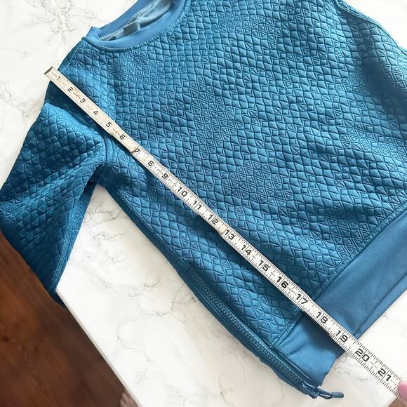 Ivivva/Lululemon Quilted Reversible Pullover Sweatshirt Teal Blue Side Zip - Picture 2 of 10